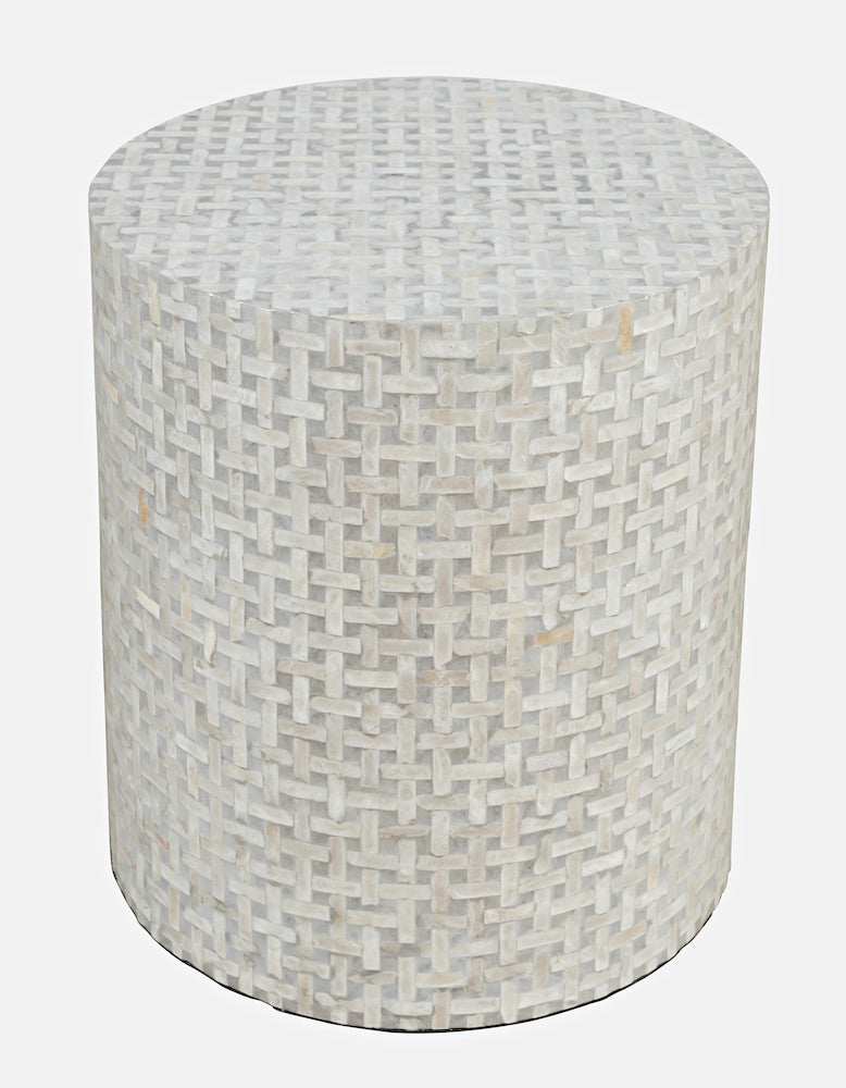 Jofran - Global Archive Small Terrazzo Capiz Shell Accent Table - Grey Basketweave - 1730-2814GBK view 2