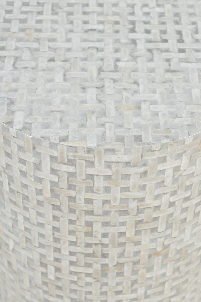 Jofran - Global Archive Small Terrazzo Capiz Shell Accent Table - Grey Basketweave - 1730-2814GBK view 3