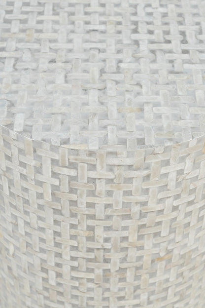 Jofran - Global Archive Small Terrazzo Capiz Shell Accent Table - Grey Basketweave - 1730-2814GBK view 3
