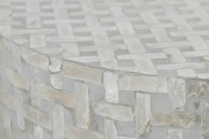 Jofran - Global Archive Small Terrazzo Capiz Shell Accent Table - Grey Basketweave - 1730-2814GBK view 4