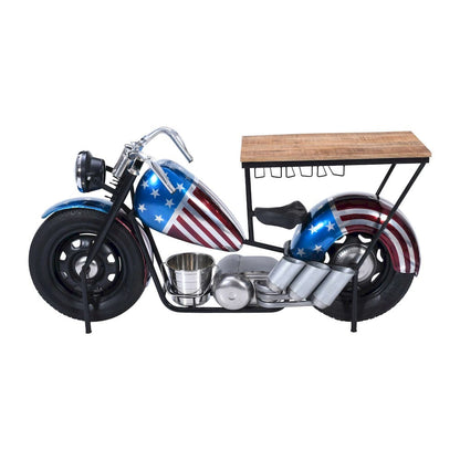 Jofran - Glory Days 70in Patriotic American Flag Motorcycle Bar Console Table with Storage and Ice Bucket - 2323-RWB view 6