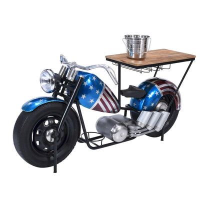 Jofran - Glory Days 70in Patriotic American Flag Motorcycle Bar Console Table with Storage and Ice Bucket - 2323-RWB view 7