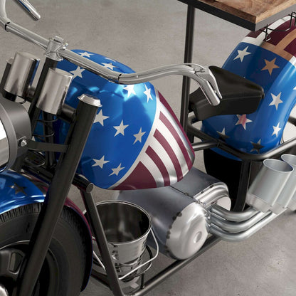 Jofran - Glory Days 70in Patriotic American Flag Motorcycle Bar Console Table with Storage and Ice Bucket - 2323-RWB view 9