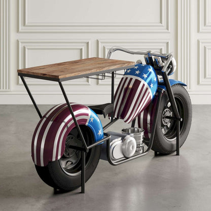Jofran - Glory Days 70in Patriotic American Flag Motorcycle Bar Console Table with Storage and Ice Bucket - 2323-RWB view 10