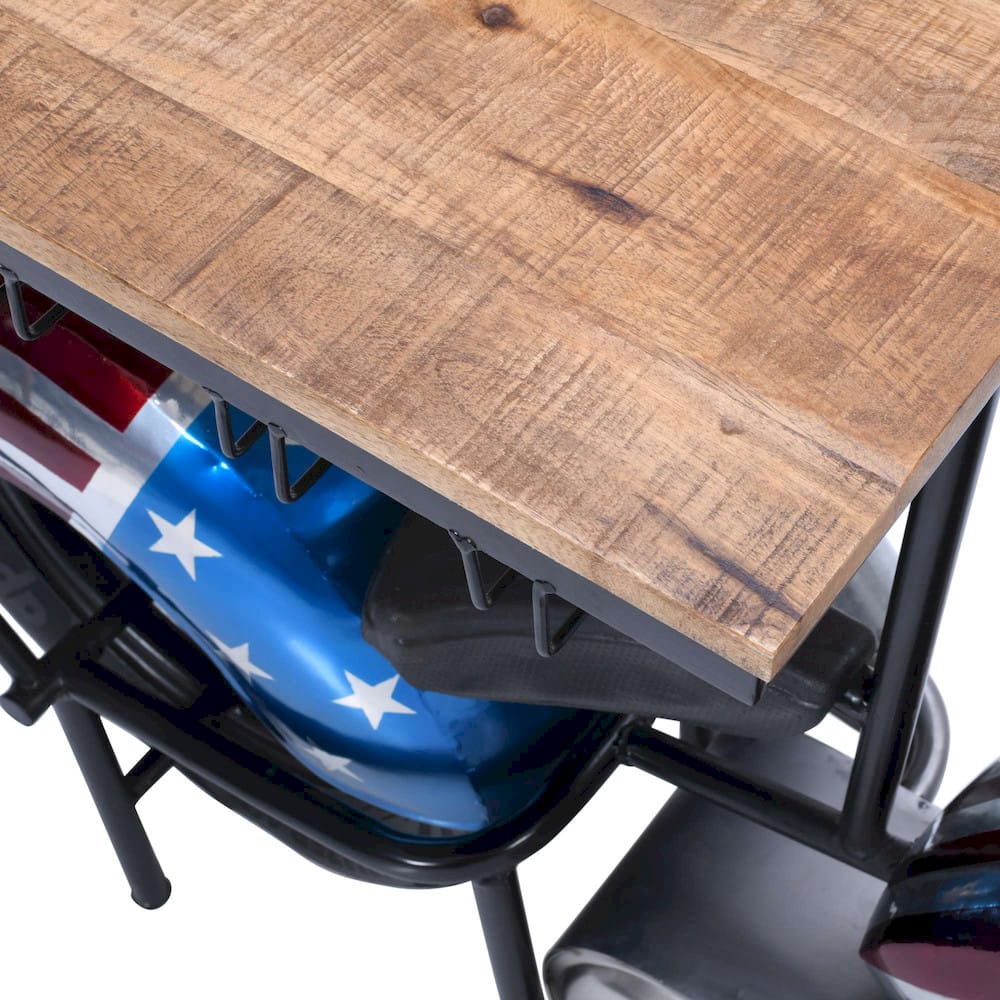 Jofran - Glory Days 70in Patriotic American Flag Motorcycle Bar Console Table with Storage and Ice Bucket - 2323-RWB view 14