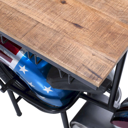 Jofran - Glory Days 70in Patriotic American Flag Motorcycle Bar Console Table with Storage and Ice Bucket - 2323-RWB view 14