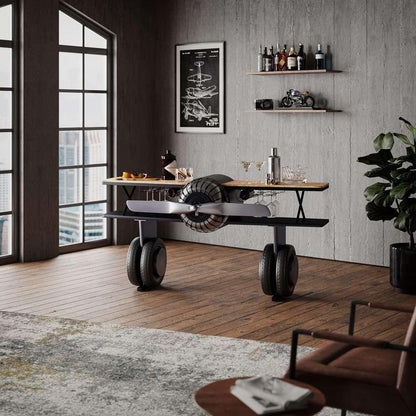 Jofran - Glory Days Maverick 72in Airplane Bar Aviator Lounge Console Table with Reclaimed Hardware and Storage - 2323-MAVERICK veiw 6