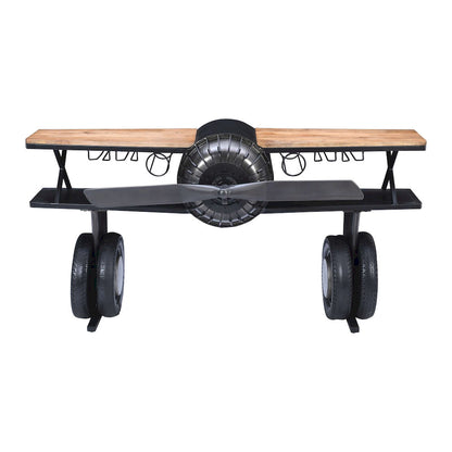 Jofran - Glory Days Maverick 72in Airplane Bar Aviator Lounge Console Table with Reclaimed Hardware and Storage - 2323-MAVERICK view 1