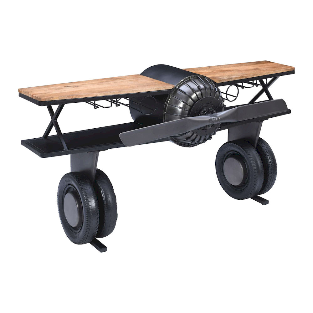 Jofran - Glory Days Maverick 72in Airplane Bar Aviator Lounge Console Table with Reclaimed Hardware and Storage - 2323-MAVERICK view 2