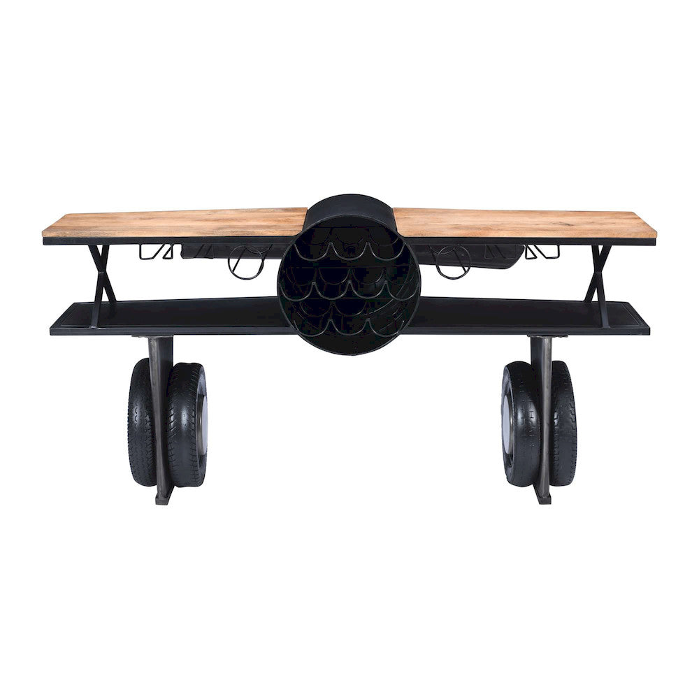 Jofran - Glory Days Maverick 72in Airplane Bar Aviator Lounge Console Table with Reclaimed Hardware and Storage - 2323-MAVERICK view 3