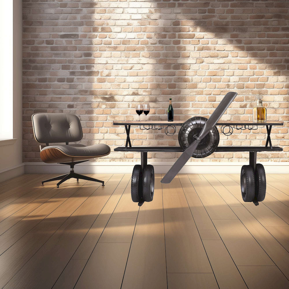 Jofran - Glory Days Maverick 72in Airplane Bar Aviator Lounge Console Table with Reclaimed Hardware and Storage - 2323-MAVERICK view 7