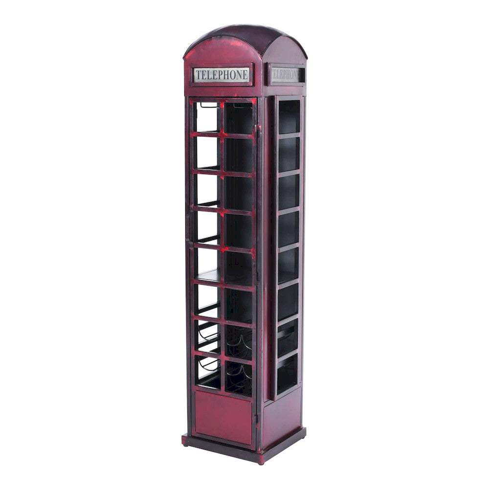 Jofran - Glory Days Telly Vintage Telephone Booth Lounge Bar Cabinet with Wine Rack and Storage - 2323-TELLY view 2