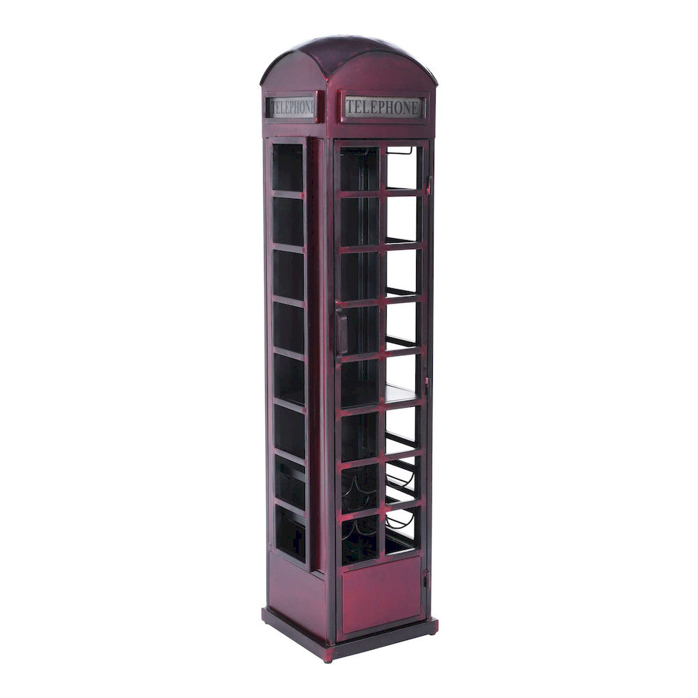 Jofran - Glory Days Telly Vintage Telephone Booth Lounge Bar Cabinet with Wine Rack and Storage - 2323-TELLY view 3
