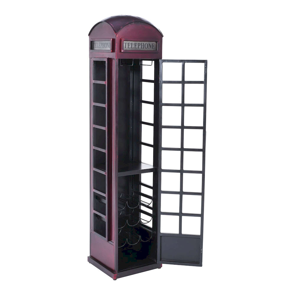 Jofran - Glory Days Telly Vintage Telephone Booth Lounge Bar Cabinet with Wine Rack and Storage - 2323-TELLY view 7