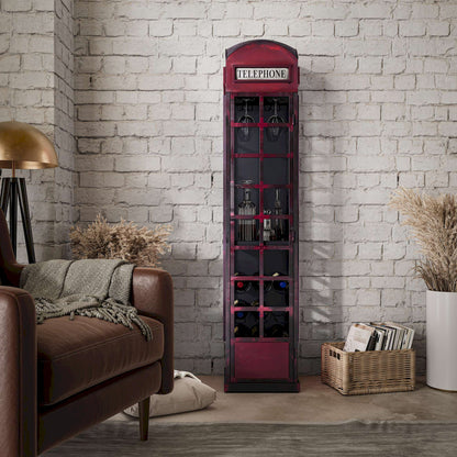 Jofran - Glory Days Telly Vintage Telephone Booth Lounge Bar Cabinet with Wine Rack and Storage - 2323-TELLY view 8