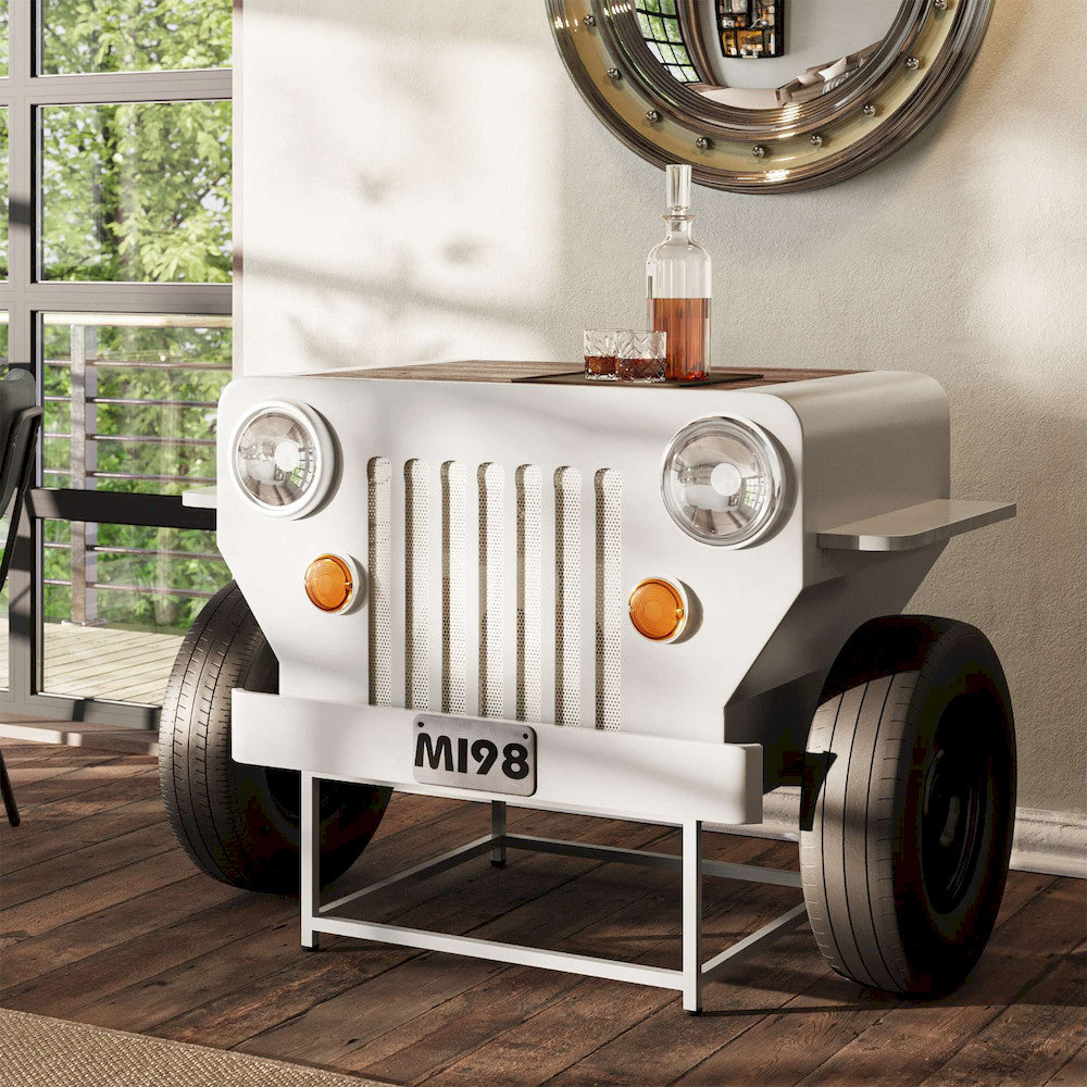 Jofran - Glory Days Weekender Vintage Military Vehicle Console Table Lounge Home Bar with Wine Rack in 0 - 2323-WEEKENDER view 9