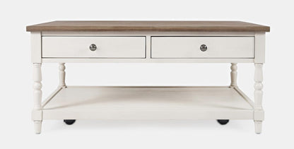 Jofran - Grafton Farms 2 Drawer Coffee Table - Brushed White with brushed brown top - 1978-1 view 2
