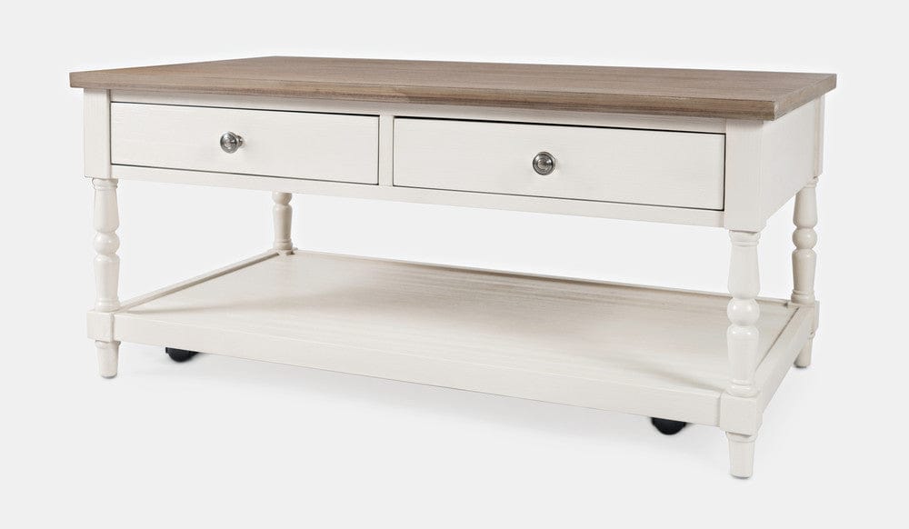 Jofran - Grafton Farms 2 Drawer Coffee Table - Brushed White with brushed brown top - 1978-1 view 4