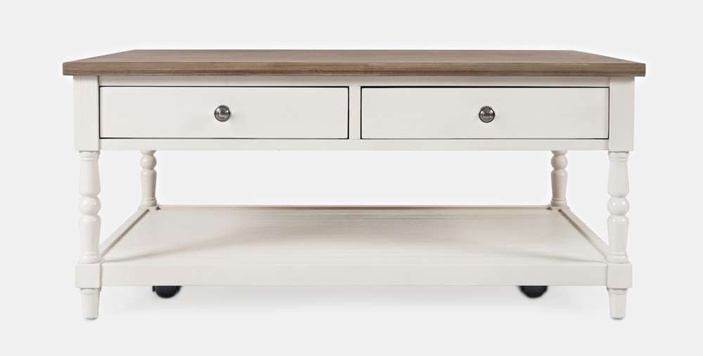 Jofran - Grafton Farms 2 Drawer Coffee Table - Brushed White with brushed brown top - 1978-1 veiw 2
