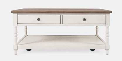 Jofran - Grafton Farms 2 Drawer Coffee Table - Brushed White with brushed brown top - 1978-1 veiw 2