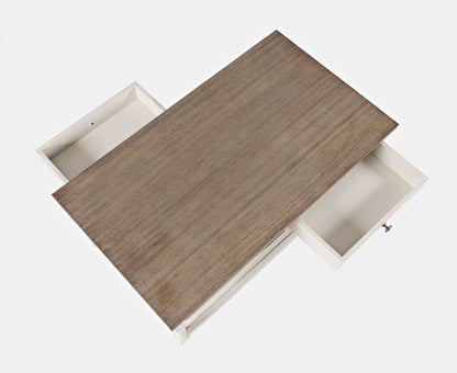 Jofran - Grafton Farms 2 Drawer Coffee Table - Brushed White with brushed brown top - 1978-1 veiw 3