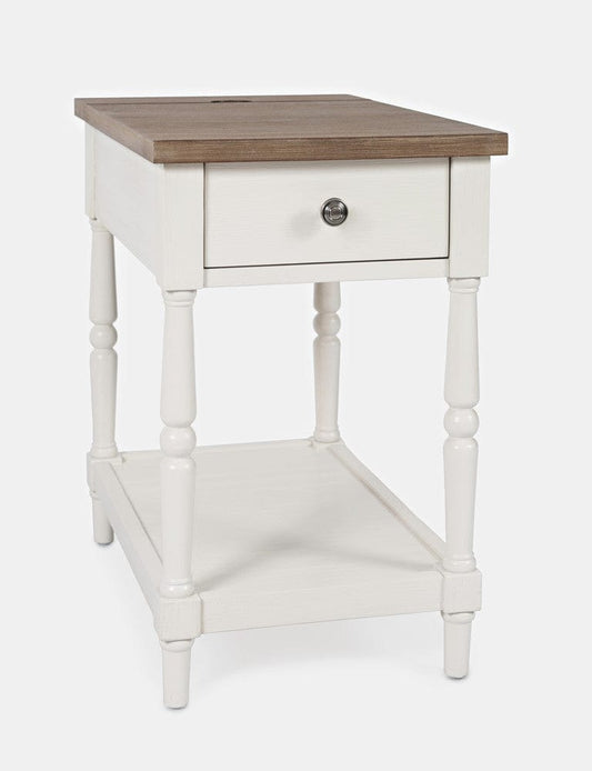 Jofran - Grafton Farms Country Farmhouse USB Charging Chair Side Table in Brushed White - 1978-7 view 1