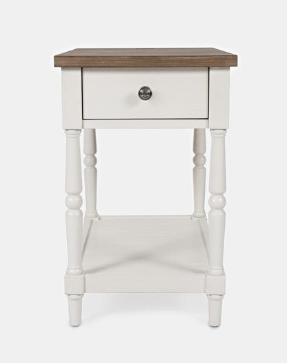 Jofran - Grafton Farms Country Farmhouse USB Charging Chair Side Table in Brushed White - 1978-7 view 2