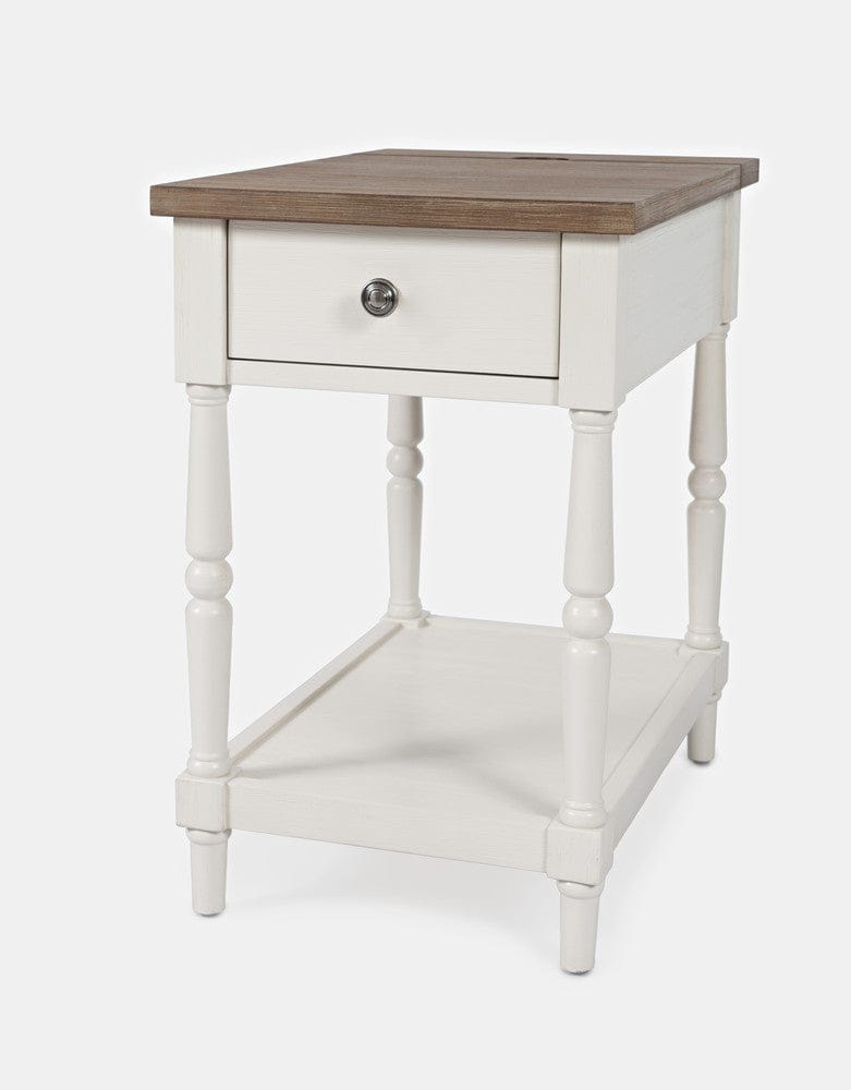 Jofran - Grafton Farms Country Farmhouse USB Charging Chair Side Table in Brushed White - 1978-7 view 4