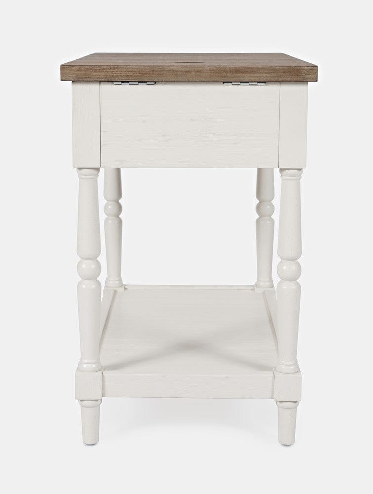 Jofran - Grafton Farms Country Farmhouse USB Charging Chair Side Table in Brushed White - 1978-7 view 5