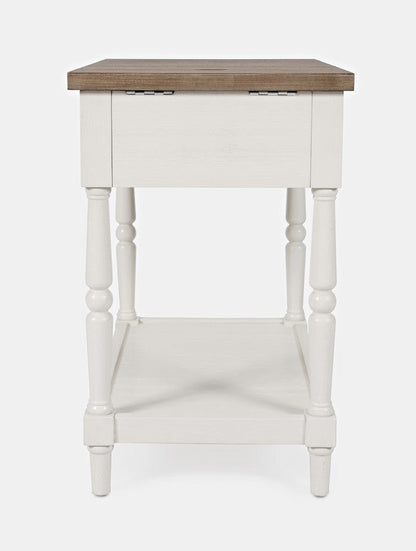 Jofran - Grafton Farms Country Farmhouse USB Charging Chair Side Table in Brushed White - 1978-7 view 5