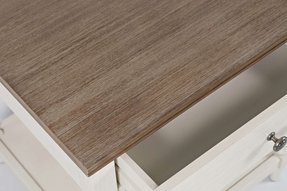 Jofran - Grafton Farms End Table with Drawer - Brushed White with brushed brown top - 1978-3 view 3