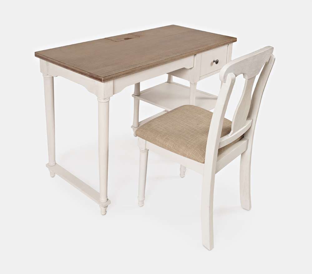 Jofran - Grafton Farms USB Charging Desk and Chair Set - Brushed White and Brushed Brown - 1978-46360KDKT veiw 1