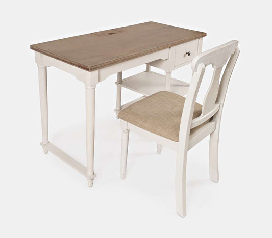Jofran - Grafton Farms USB Charging Desk and Chair Set - Brushed White and Brushed Brown - 1978-46360KDKT veiw 1