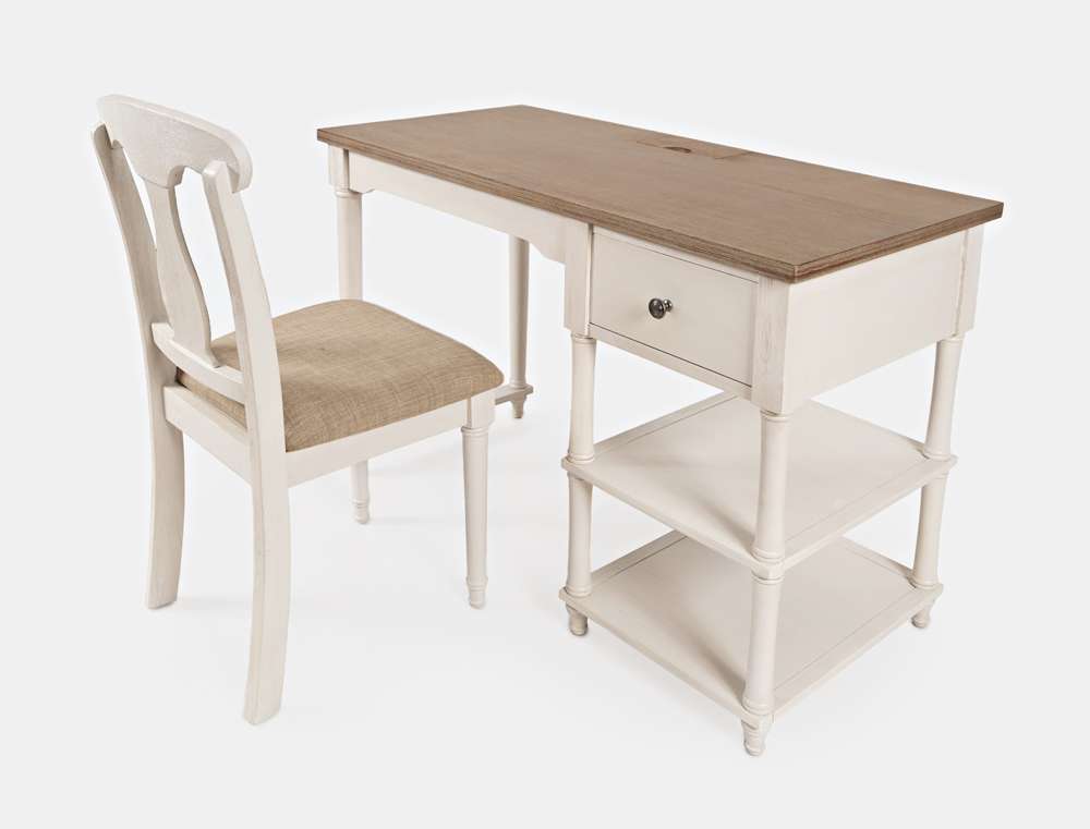 Jofran - Grafton Farms USB Charging Desk and Chair Set - Brushed White and Brushed Brown - 1978-46360KDKT veiw 2