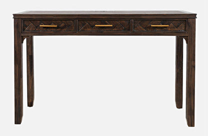 Jofran - Gramercy Chevron Three Drawer USB Charging Desk - Wire brushed Brown - 1756-48 view 1