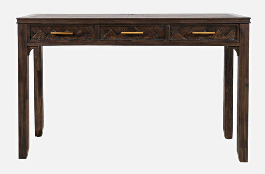 Jofran - Gramercy Chevron Three Drawer USB Charging Desk - Wire brushed Brown - 1756-48 view 1