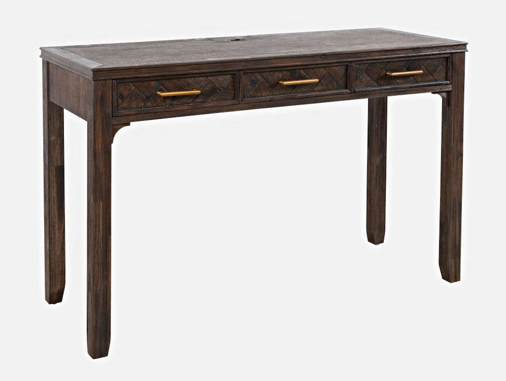 Jofran - Gramercy Chevron Three Drawer USB Charging Desk - Wire brushed Brown - 1756-48 view 3