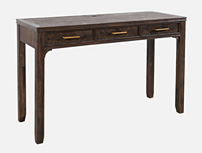 Jofran - Gramercy Chevron Three Drawer USB Charging Desk - Wire brushed Brown - 1756-48 view 3