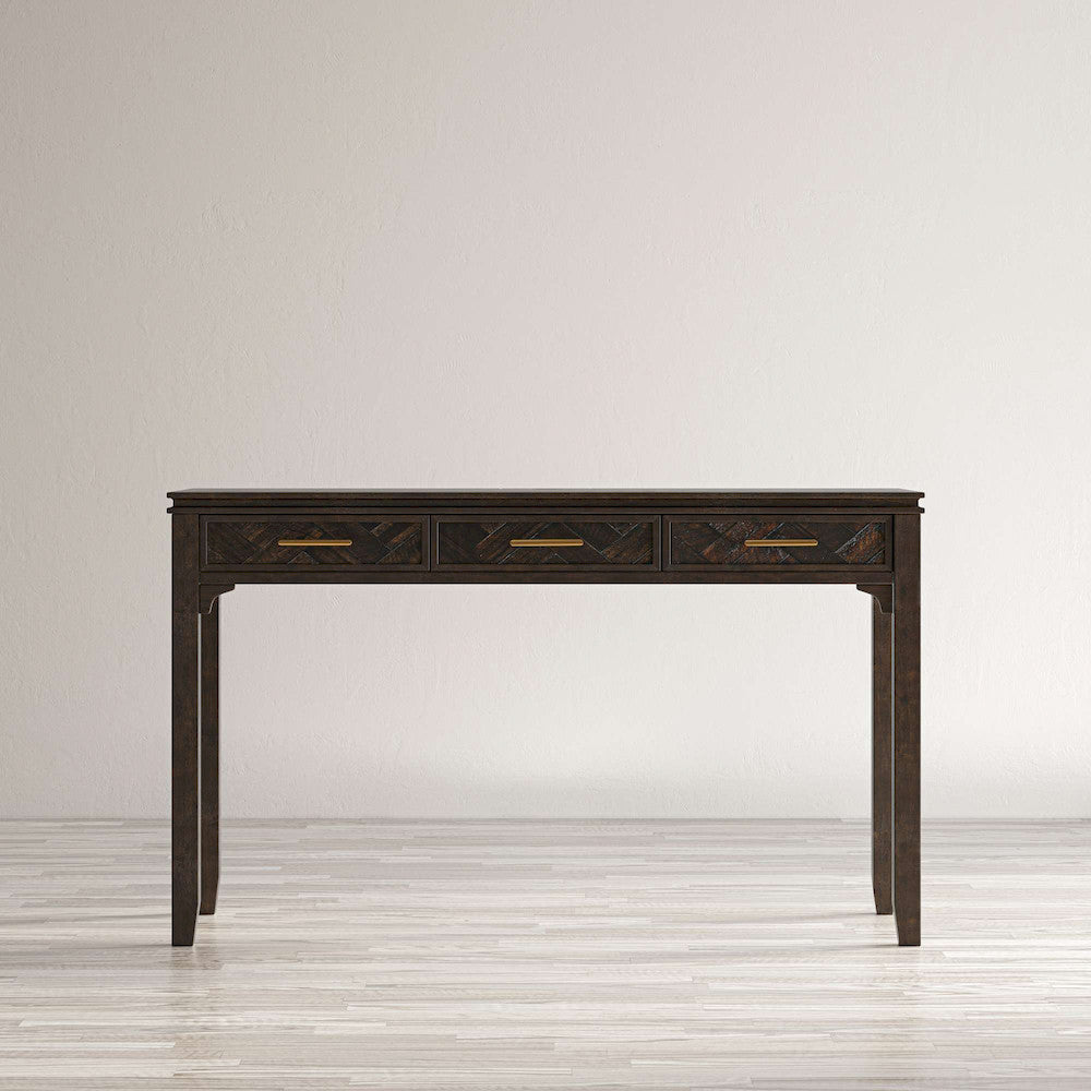 Jofran - Gramercy Chevron Three Drawer USB Charging Desk - Wire brushed Brown - 1756-48 view 5