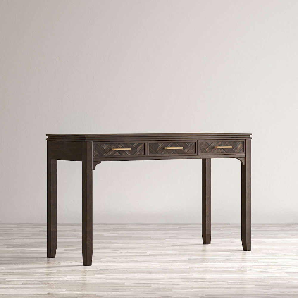 Jofran - Gramercy Chevron Three Drawer USB Charging Desk - Wire brushed Brown - 1756-48 view 6