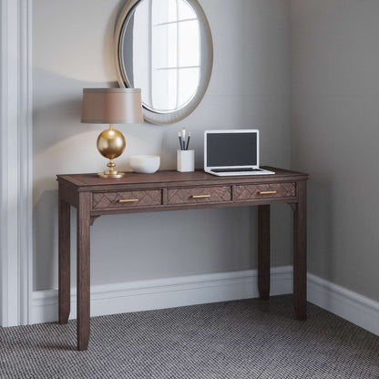 Jofran - Gramercy Chevron Three Drawer USB Charging Desk - Wire brushed Brown - 1756-48 view 12