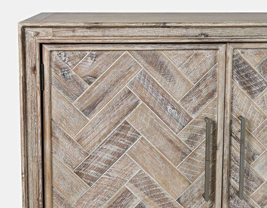 Jofran - Gramercy Mid-Century Modern Chevron Three Door 60in Accent Cabinet, Grey Wash - 2156-60 veiw 2