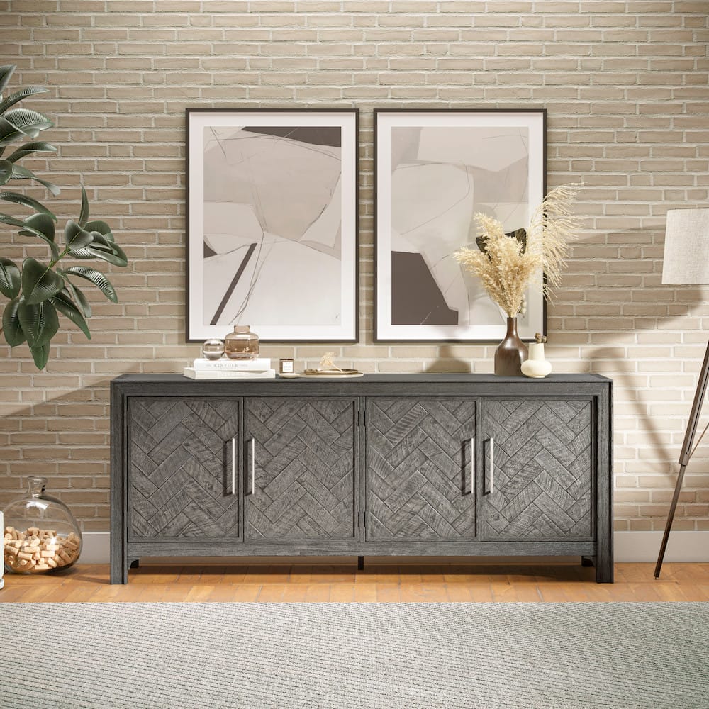 Jofran - Gramercy Mid-Century Modern Chevron Four Door 79in Accent Cabinet - 1356-79 view 10