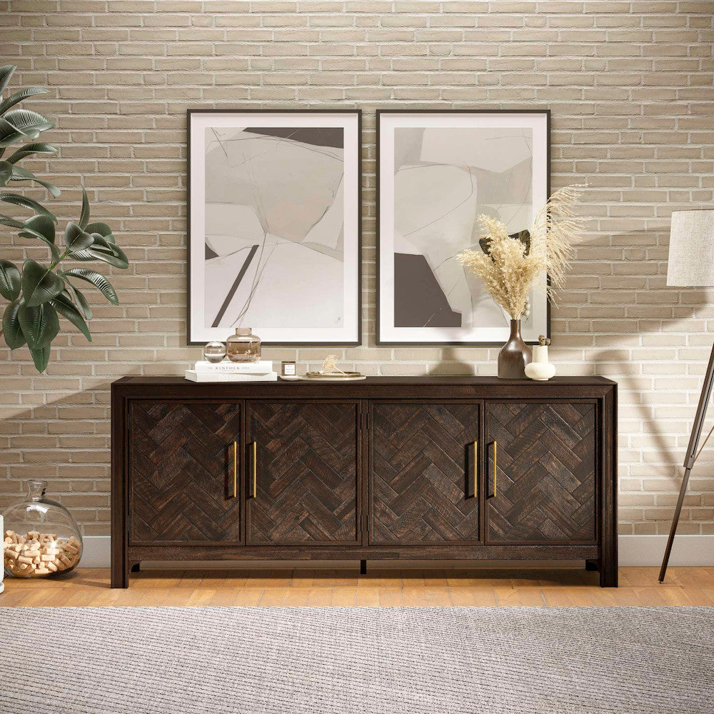 Jofran - Gramercy Mid-Century Modern Chevron Four Door 79in Accent Cabinet - 1756-79 view 9