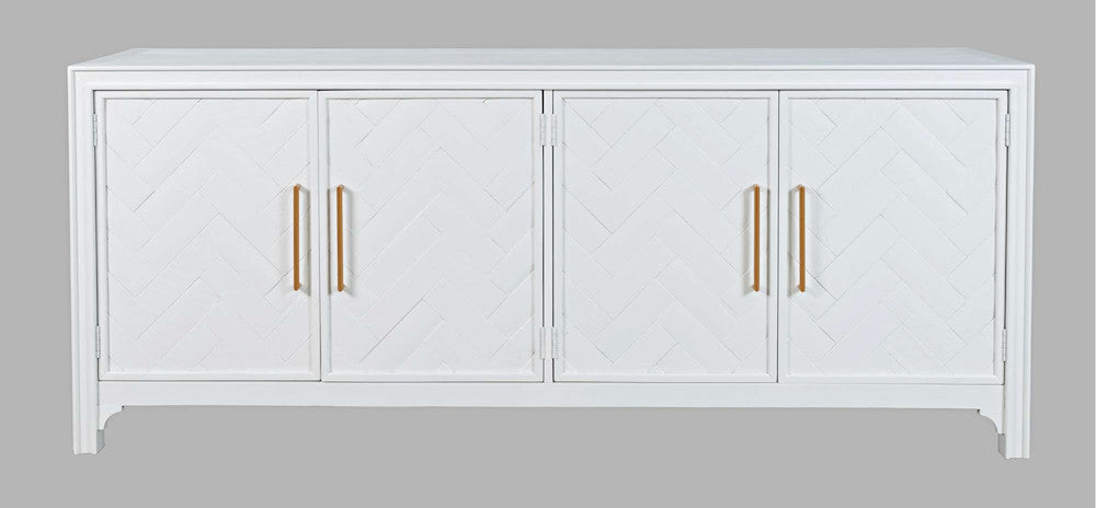 Jofran - Gramercy Mid-Century Modern Chevron Four Door 79in Accent Cabinet - Blanc White - 2056-79 view 1
