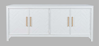 Jofran - Gramercy Mid-Century Modern Chevron Four Door 79in Accent Cabinet - Blanc White - 2056-79 view 1
