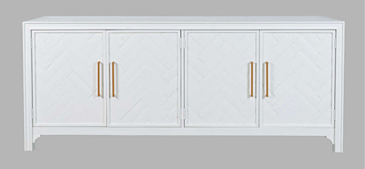 Jofran - Gramercy Mid-Century Modern Chevron Four Door 79in Accent Cabinet - Blanc White - 2056-79 view 1