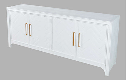 Jofran - Gramercy Mid-Century Modern Chevron Four Door 79in Accent Cabinet - Blanc White - 2056-79 view 2