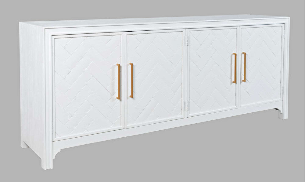 Jofran - Gramercy Mid-Century Modern Chevron Four Door 79in Accent Cabinet - Blanc White - 2056-79 view 3