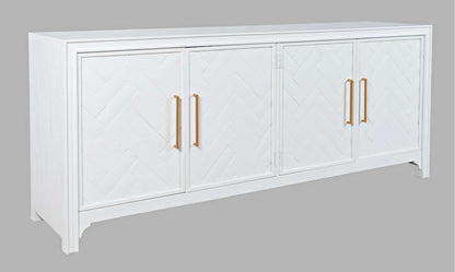 Jofran - Gramercy Mid-Century Modern Chevron Four Door 79in Accent Cabinet - Blanc White - 2056-79 view 3